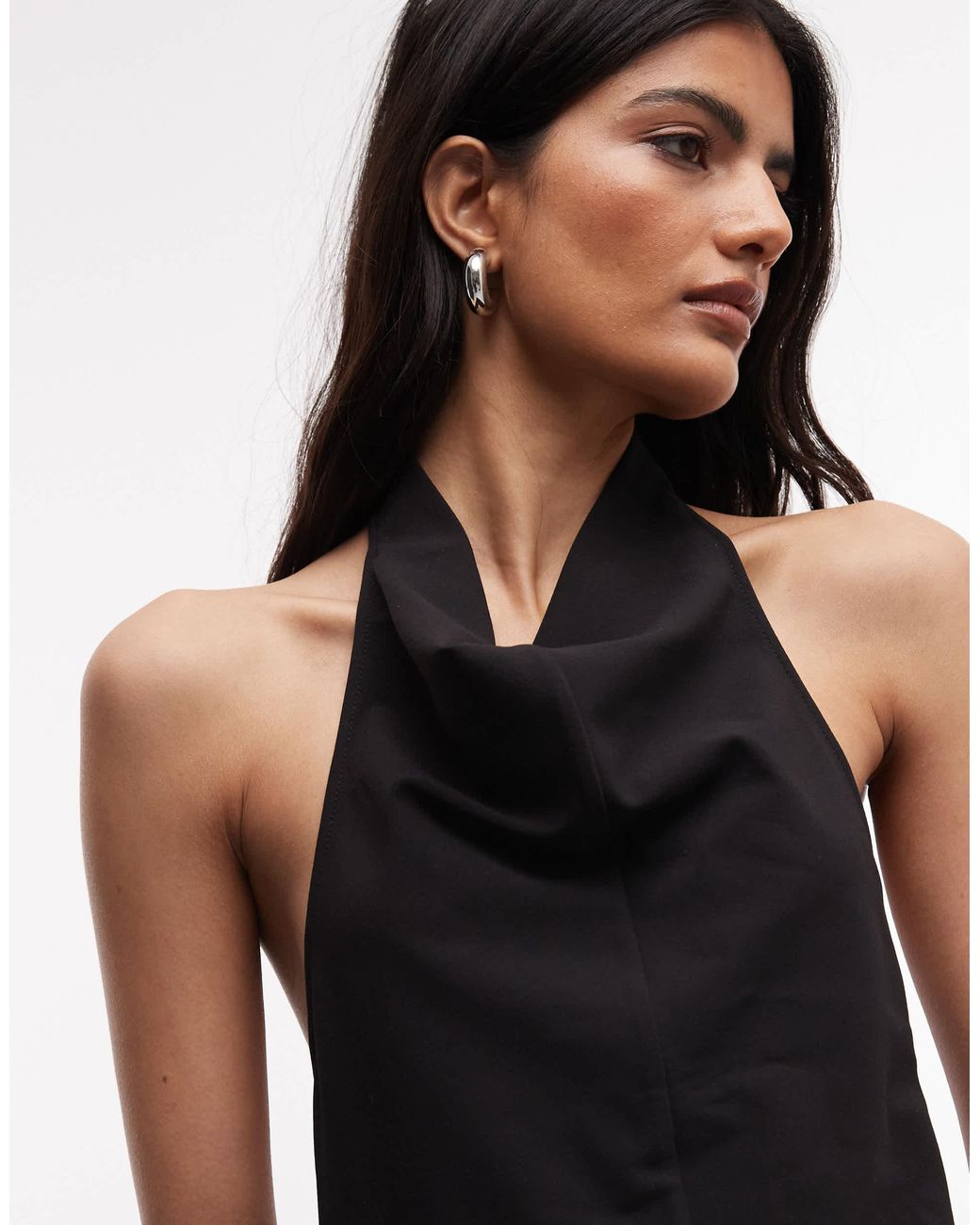Weekday Black Drape Backless Top With Metal Clasp