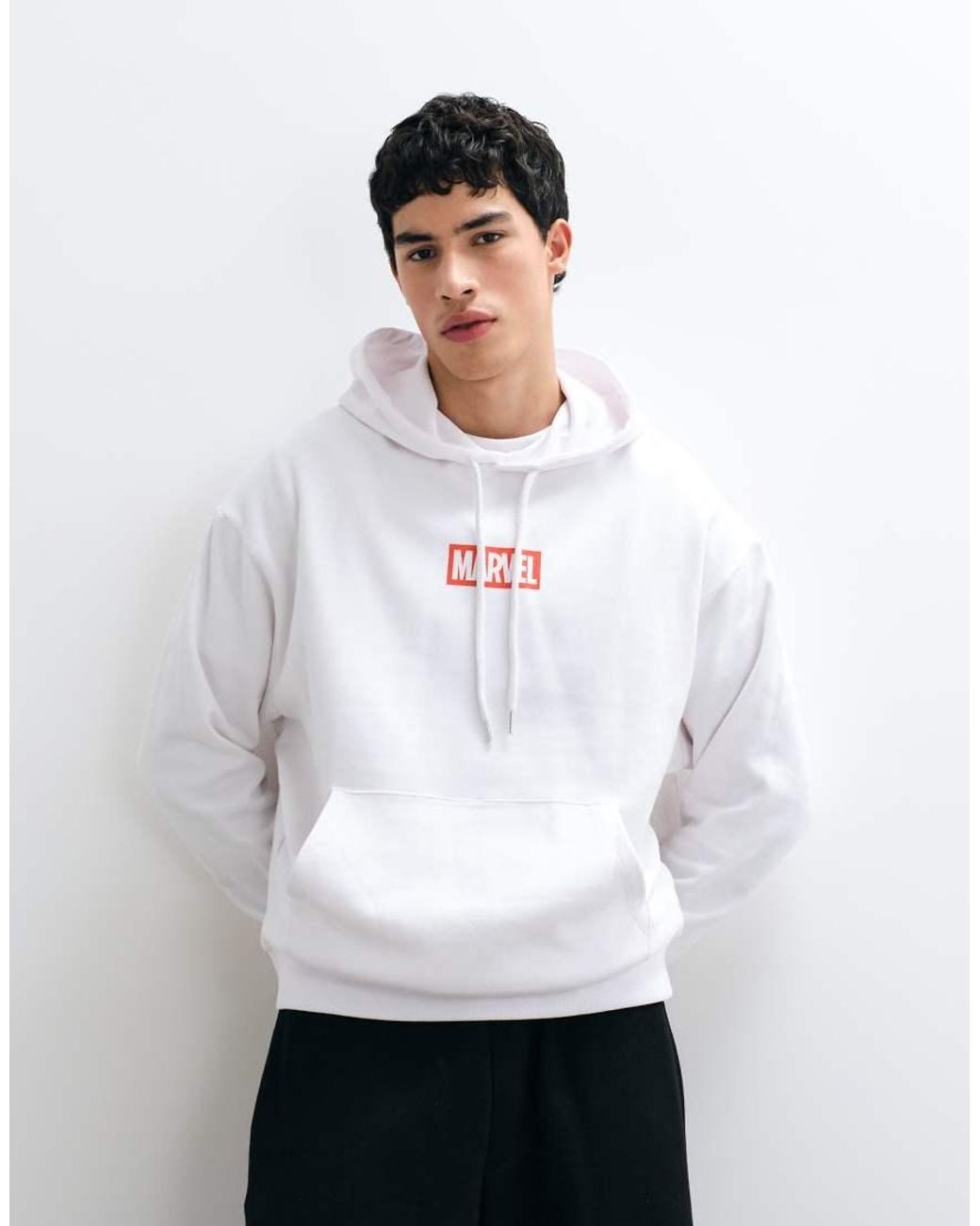 ASOS White Oversized Hoodie With Marvel Comic Print for men