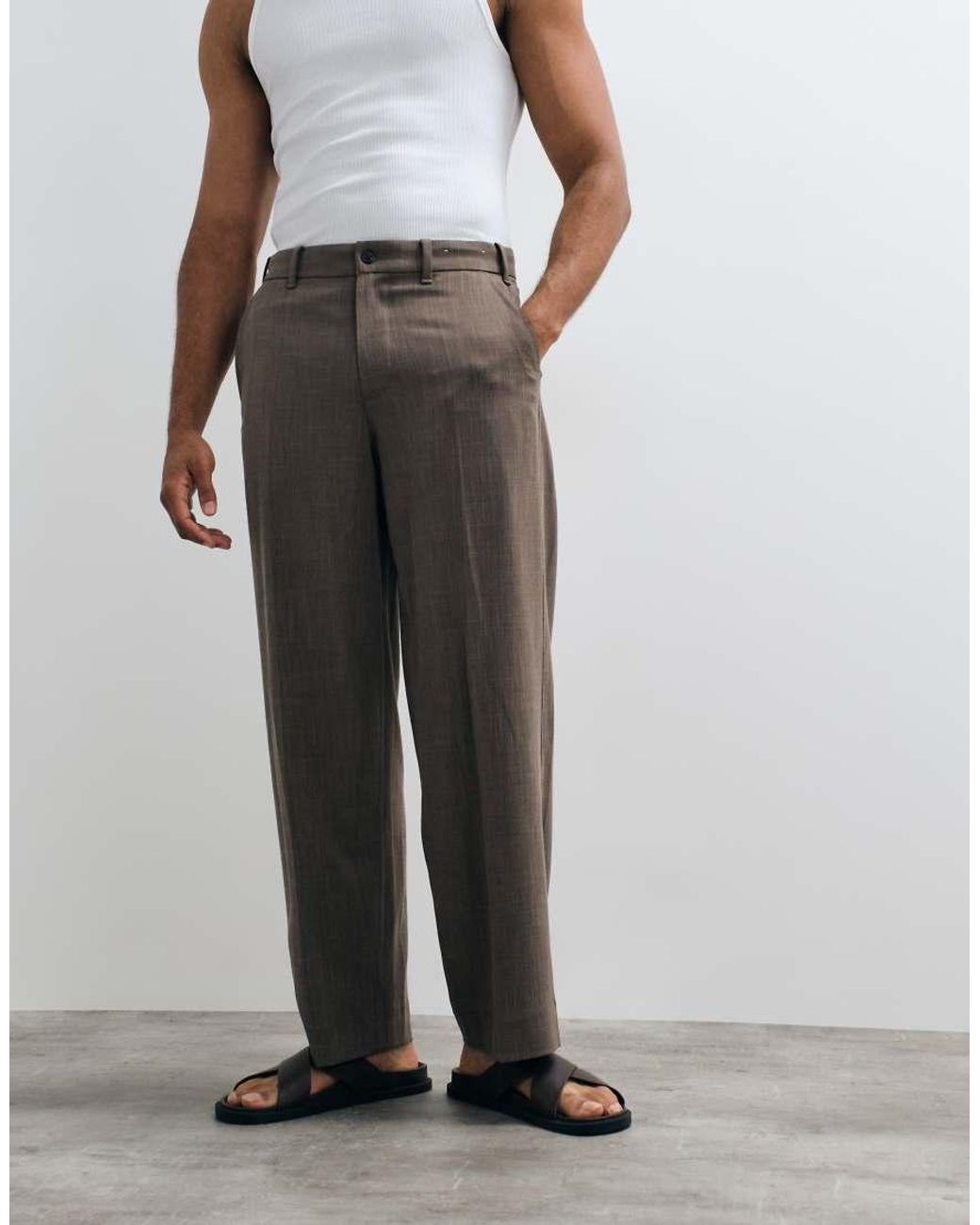 Abercrombie & Fitch White baggy Tailored Trouser for men