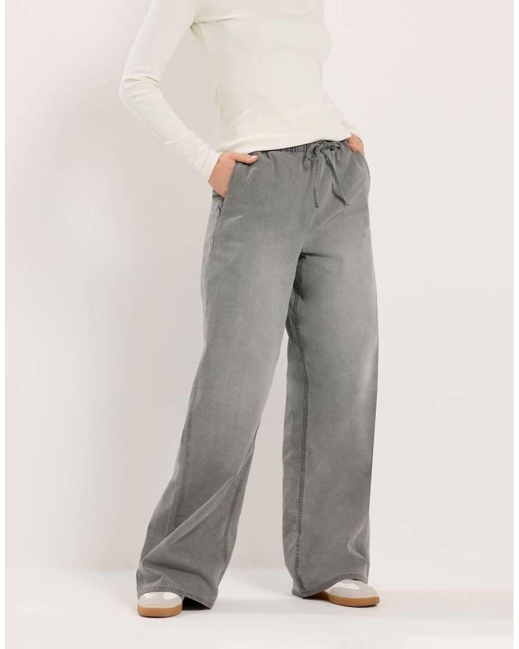 Long Tall Sally White Pull On Wide Leg Jeans