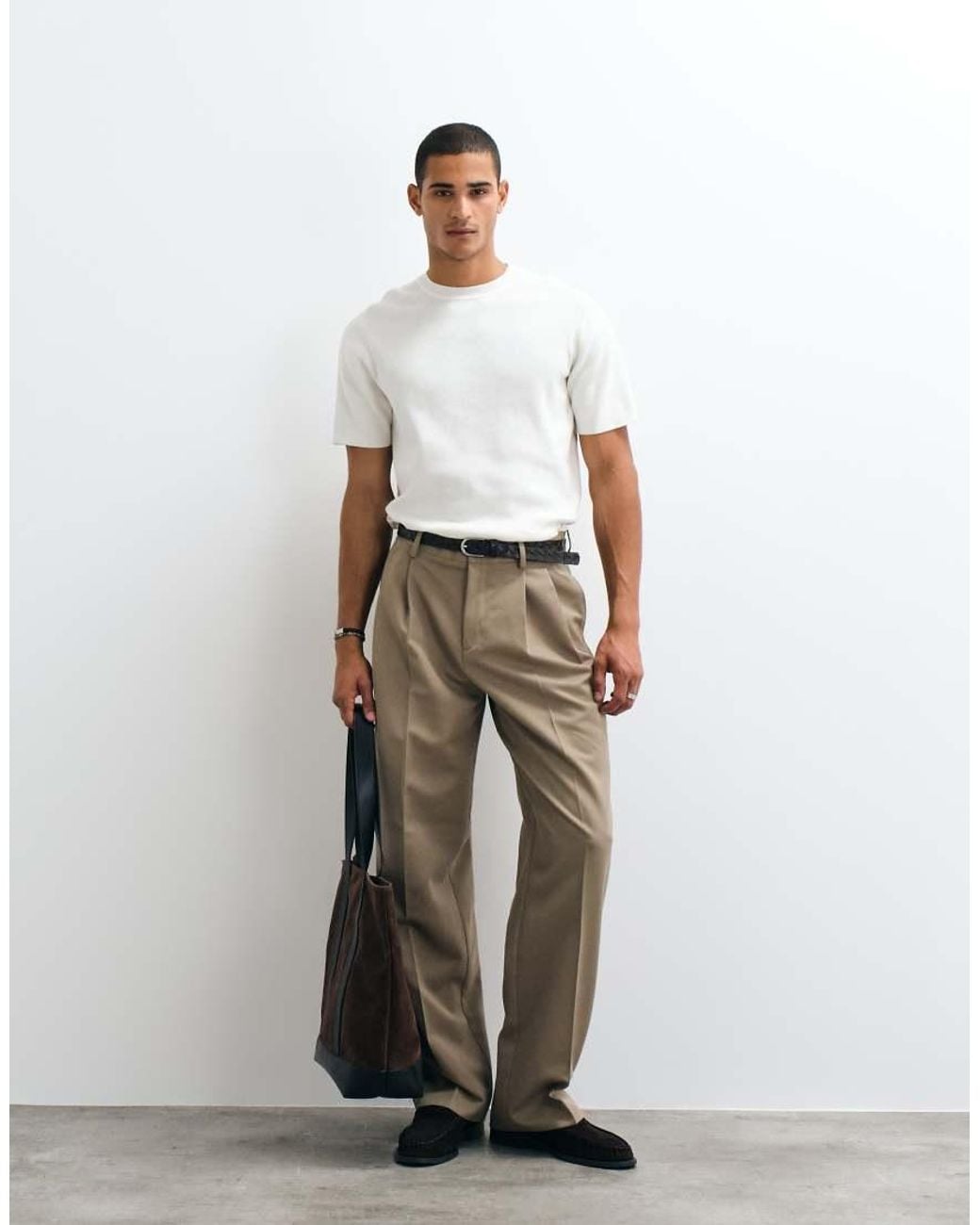 ASOS White Essential Fine-rib Knit Crew-neck for men