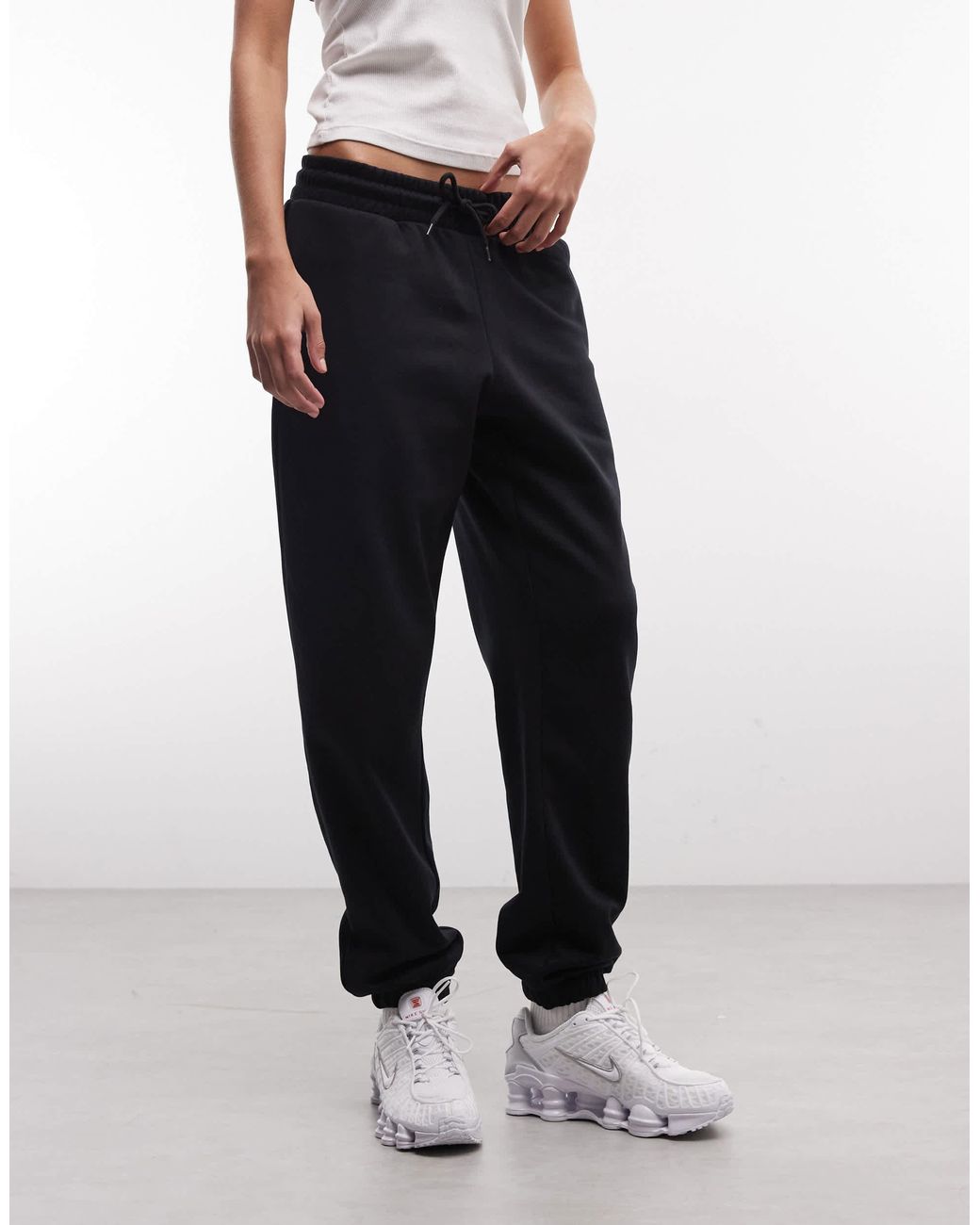 Monki Blue joggers With Cuffed Hem