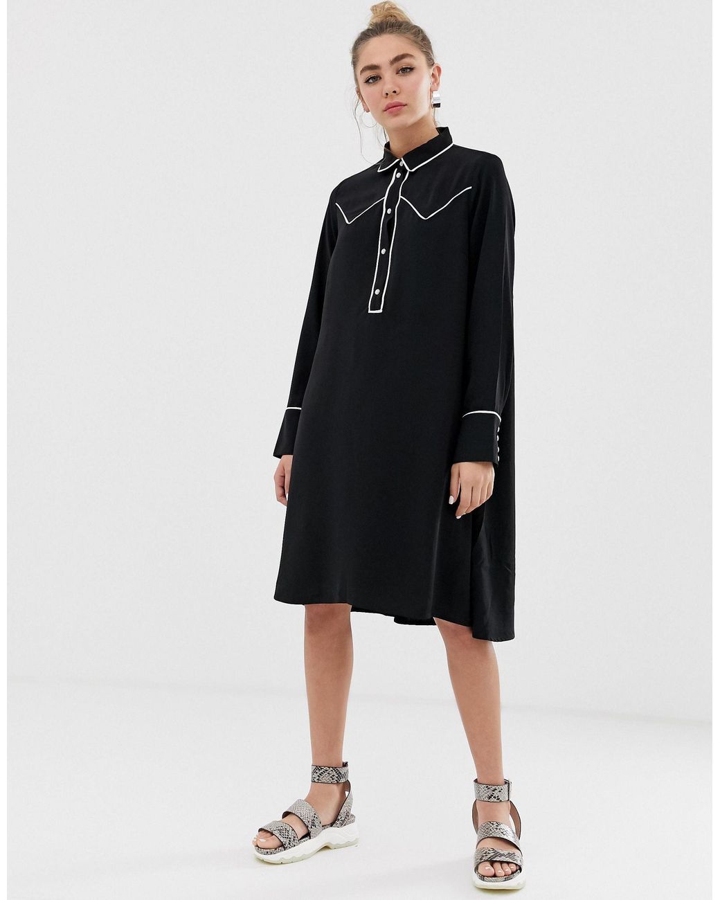 Monki black shirt dress 2025