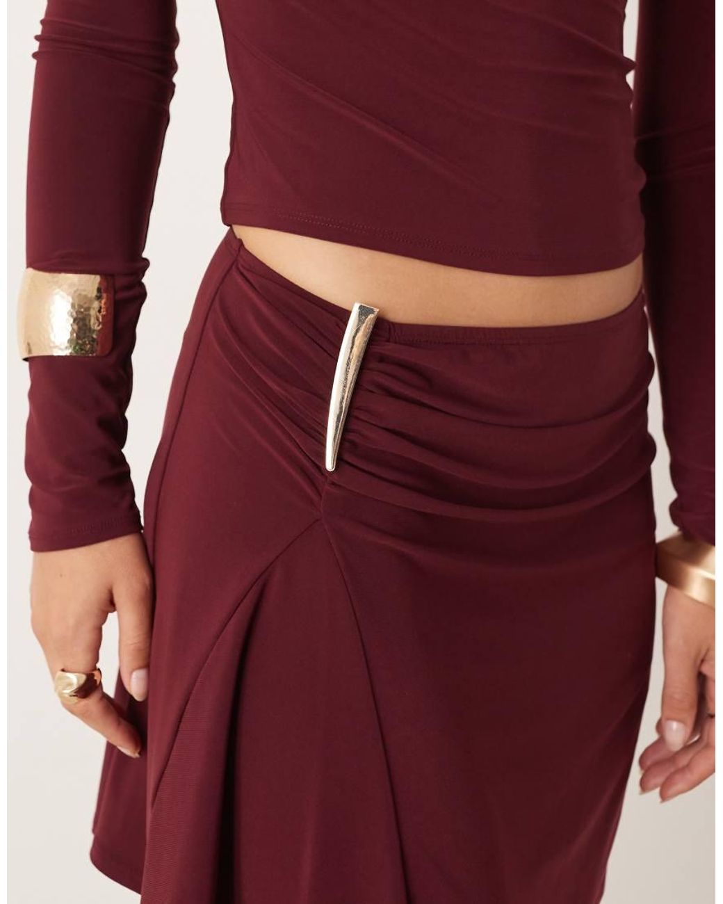 ASOS Red Co-ord Slinky Mini Skirt With Ruched Trim Detail