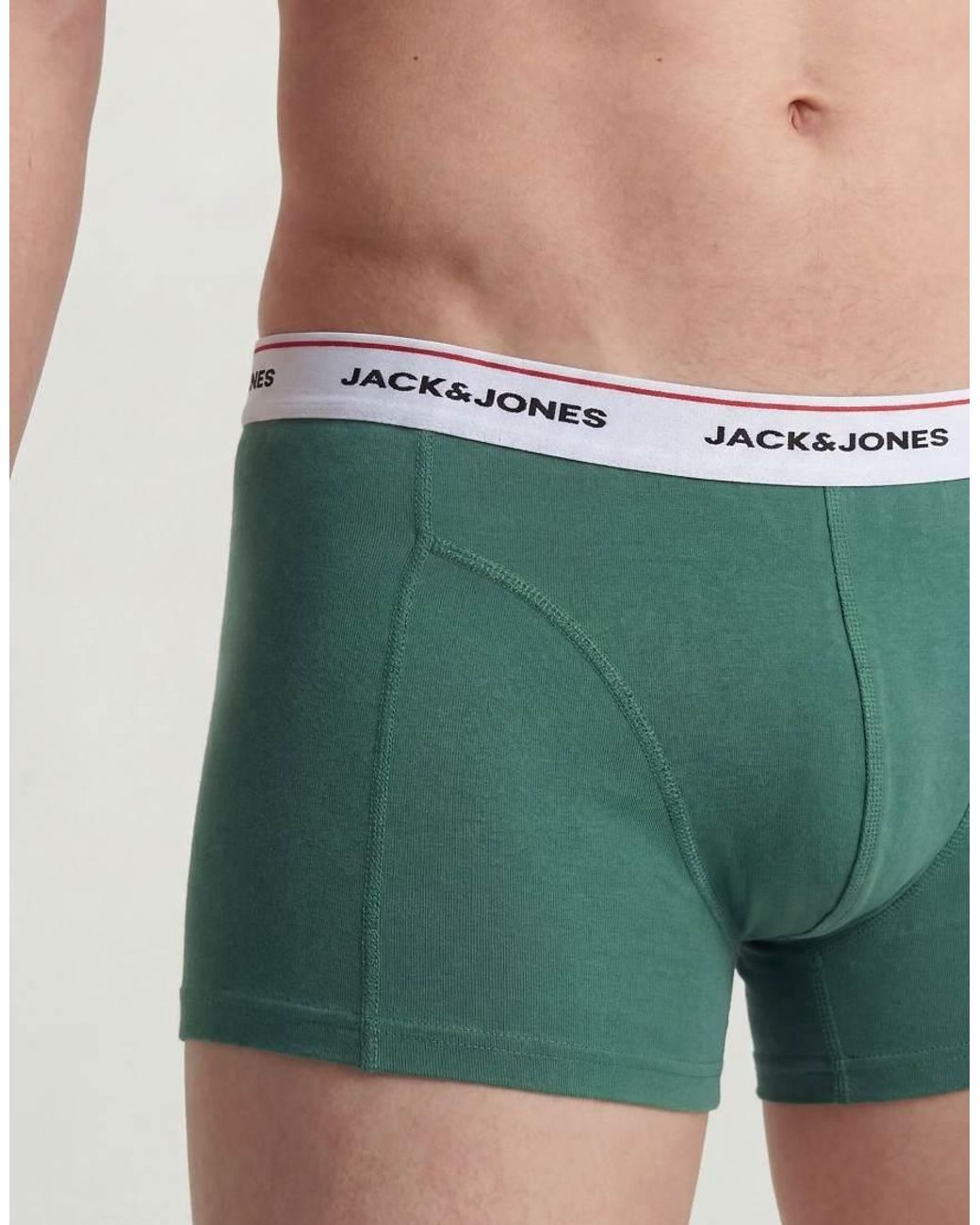 Jack & Jones Green Harrison 5 Pack Jersey Stretch Trunks for men