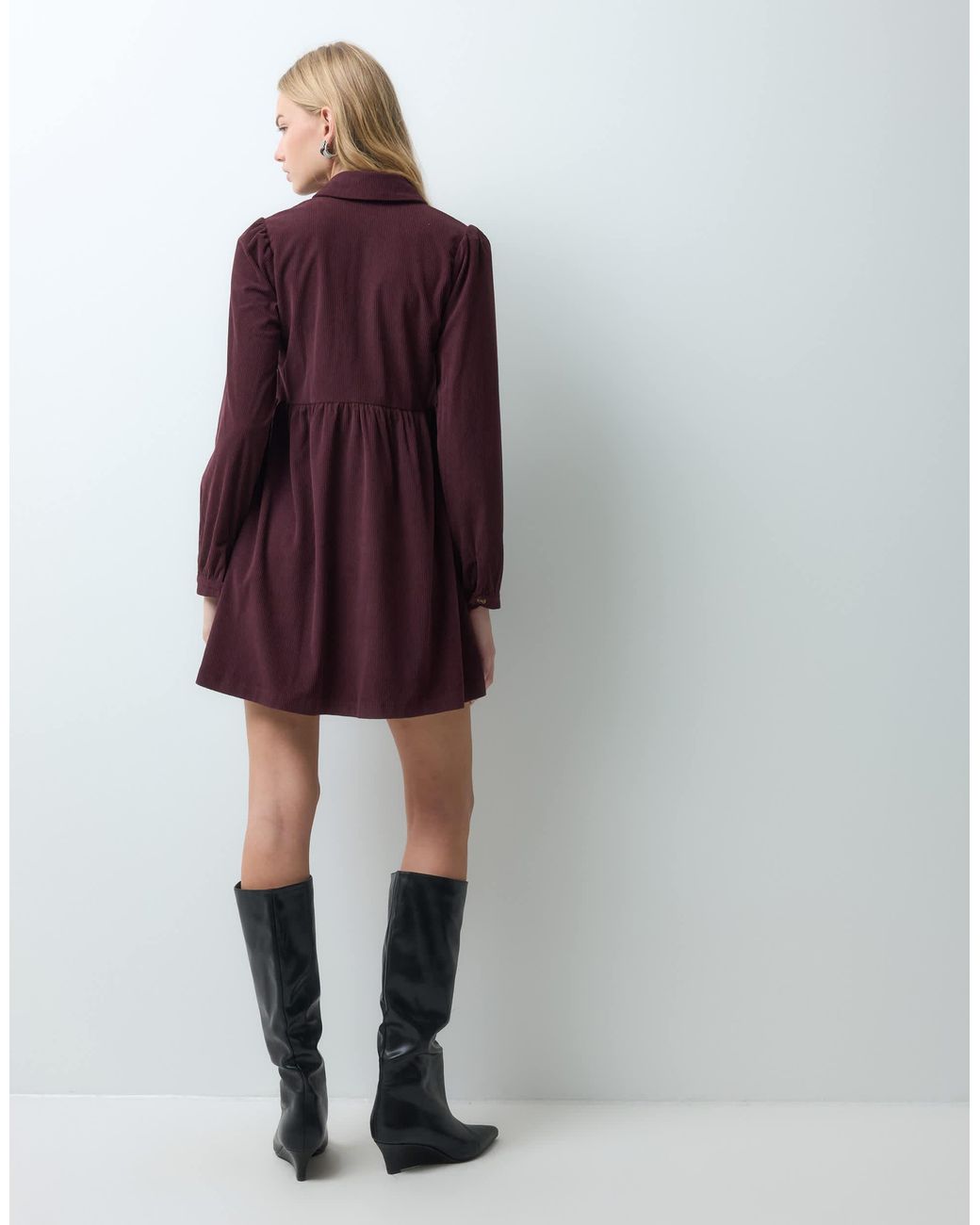 Threadbare Purple Button Through Mini Dress