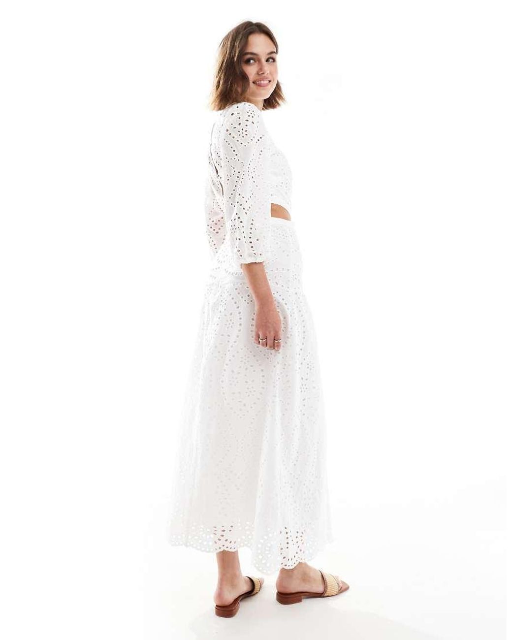 mango white cut out dress Mango Teen cut out halterneck embroidered maxi dress in white
