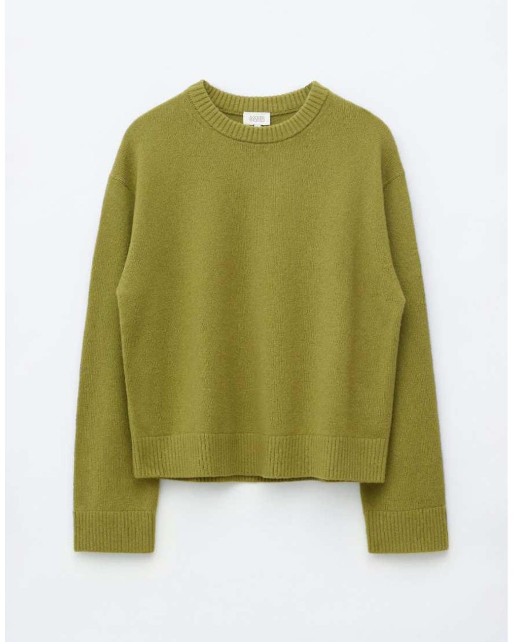 & Other Stories Green Wool & Cotton Blend Crew Neck Jumper
