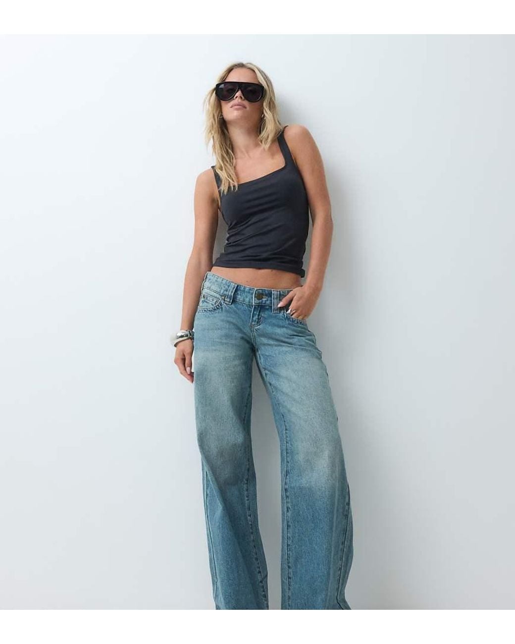 Abrand Jeans Blue Petite 00 Super Low baggy Jeans