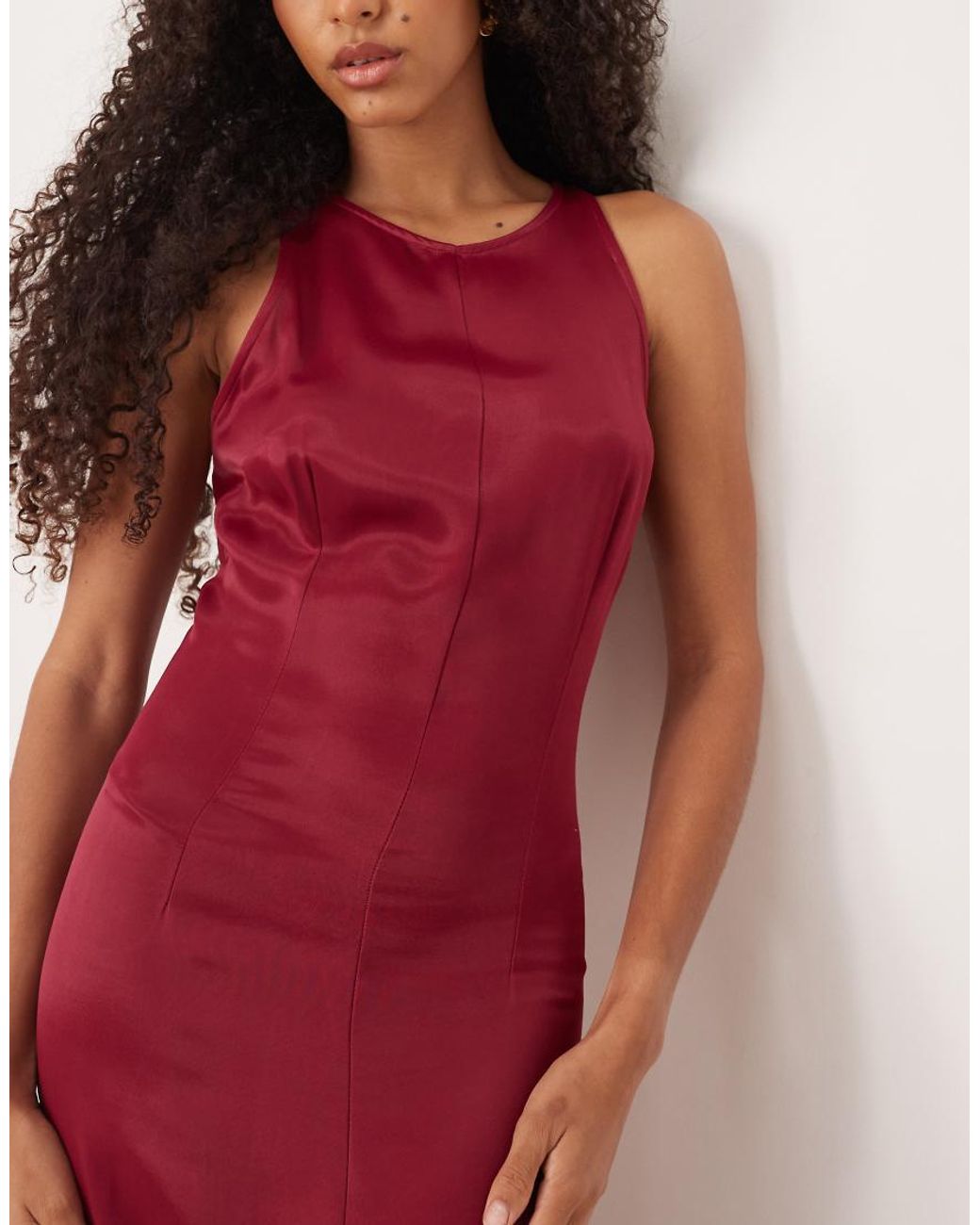 ASOS Red Racer Satin Maxi Dress