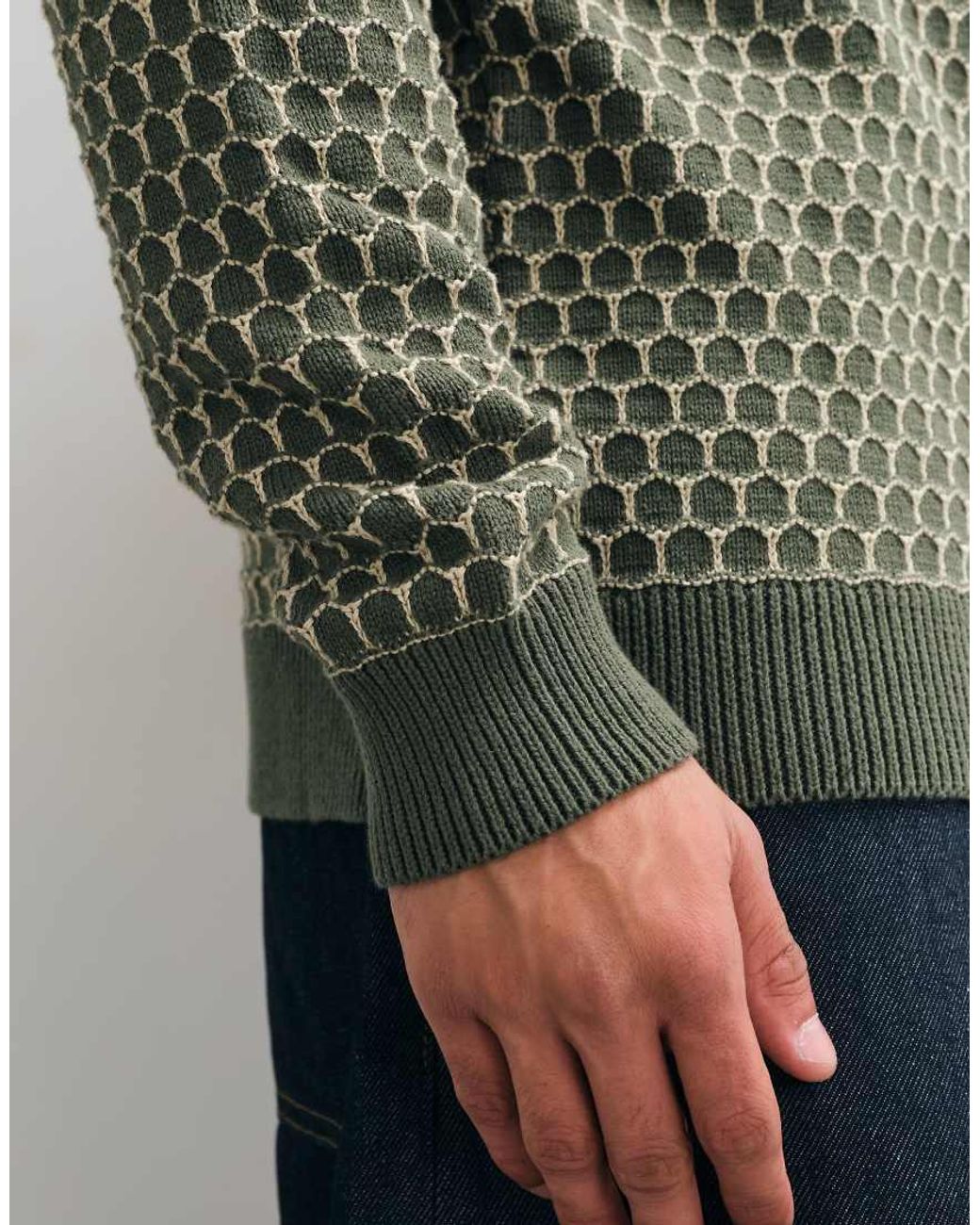 Blend Green Geometric Knitted Jumper for men