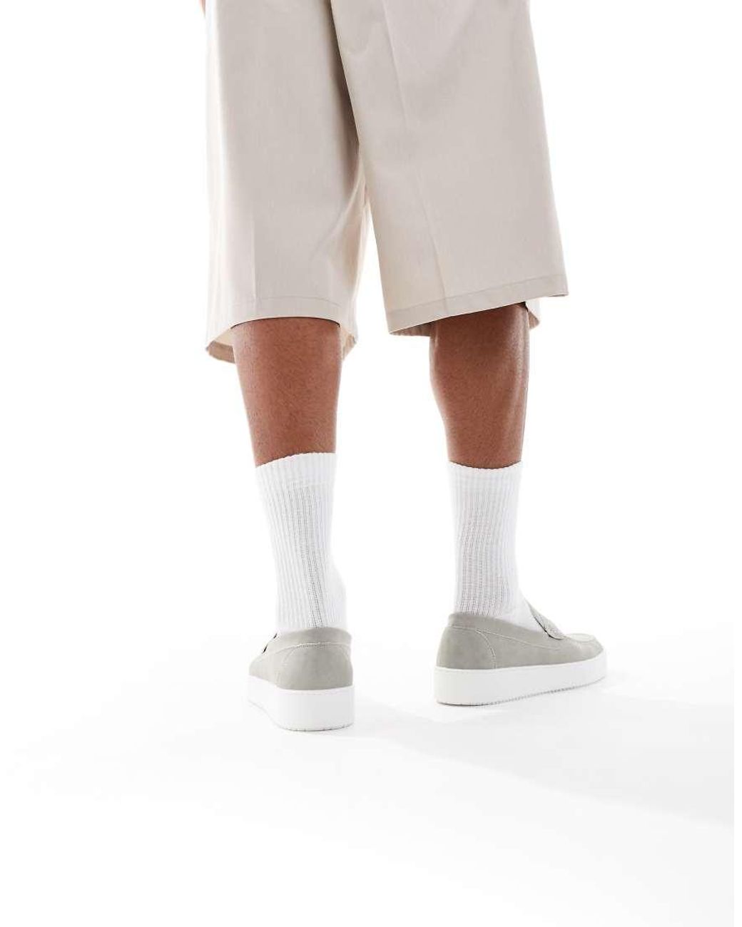Brave Soul White Faux Suede Loafers for men