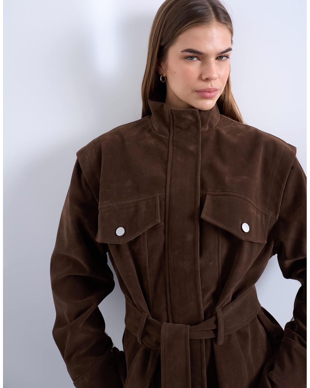 TOPSHOP White – jacke aus wildlederimitat