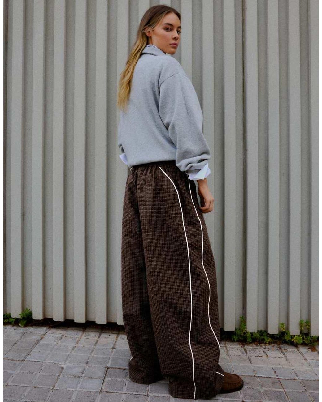 Bershka Gray Technical Parachute Trousers