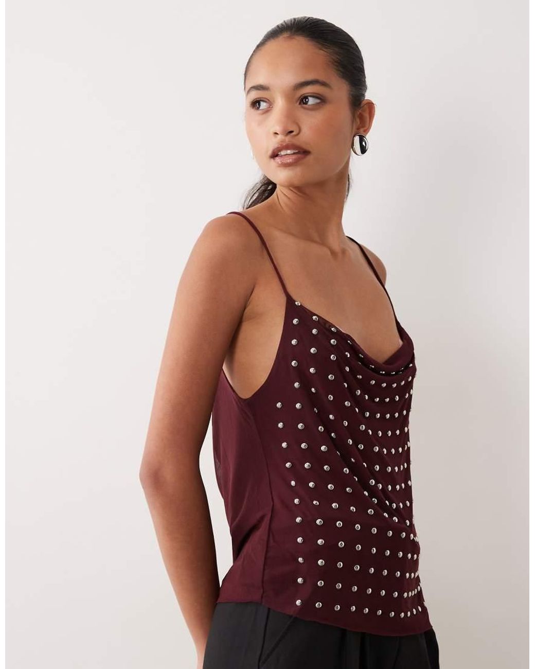 River Island Purple Studded Detail Cami Top