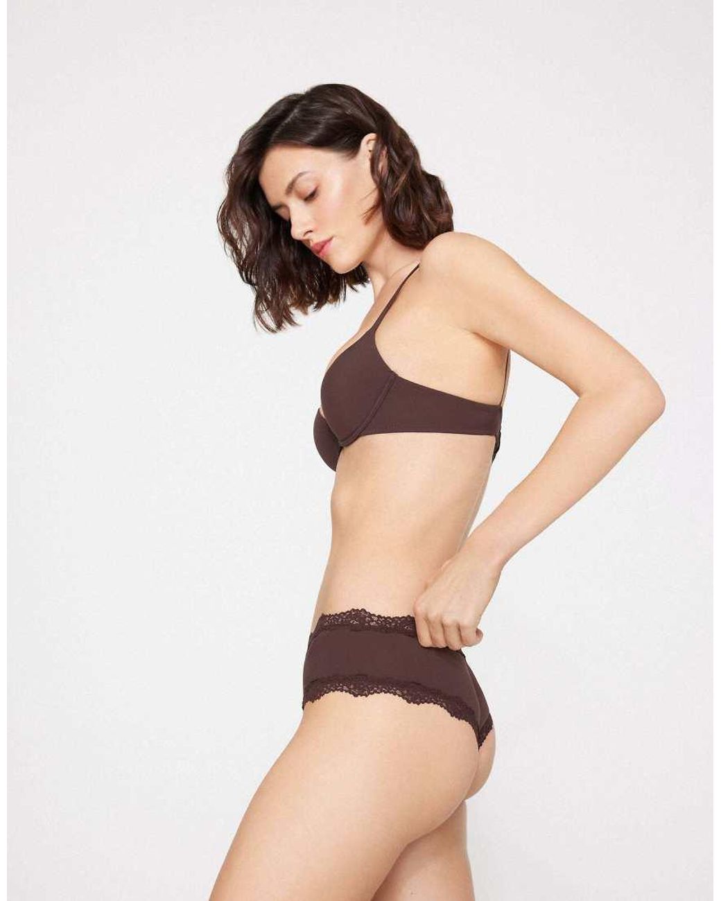 Tezenis Black Lace And Microfibre French Knickers