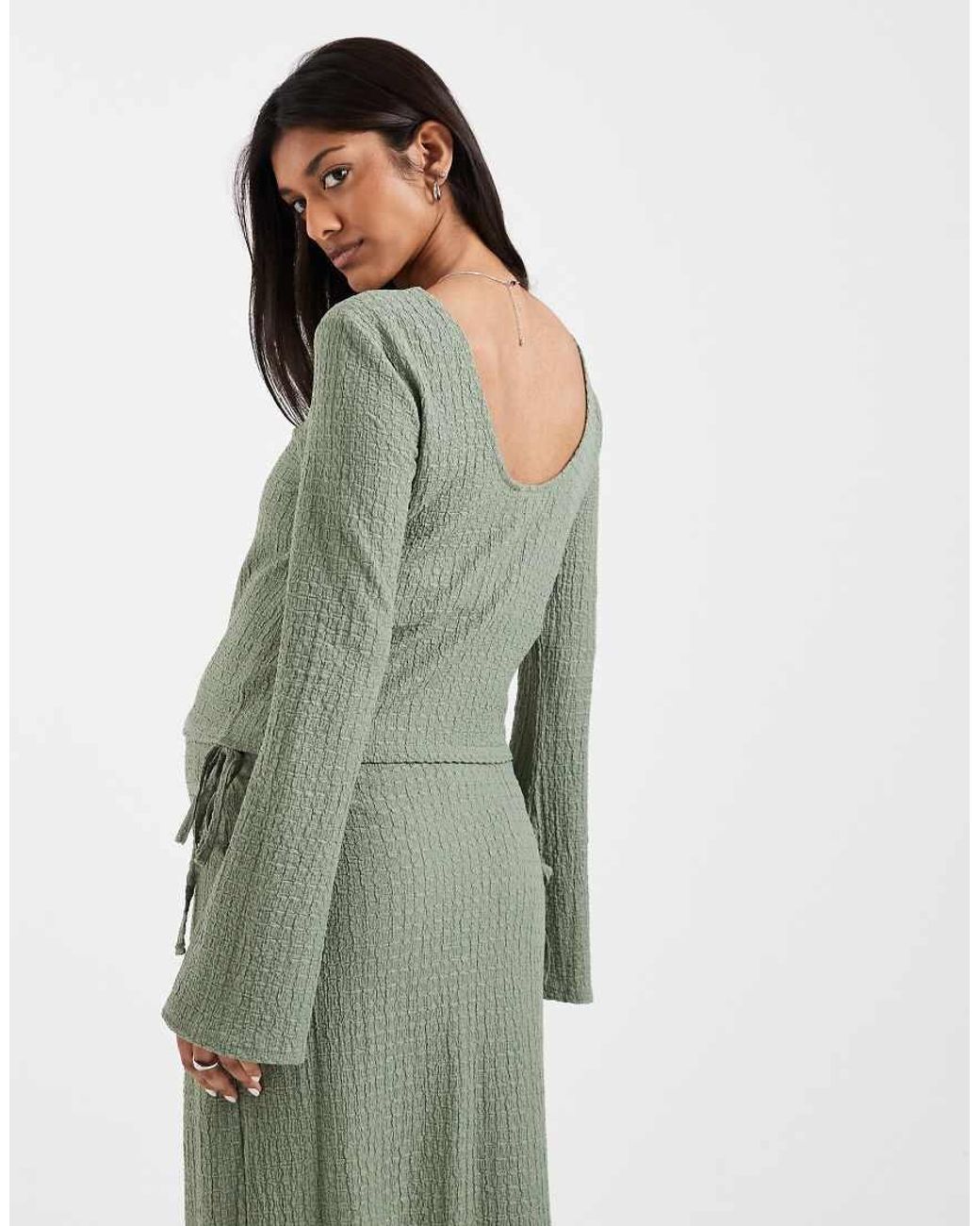 Mama.licious Green Mamalicious Maternity Textured Jersey Bell Sleeve Top Co-Ord