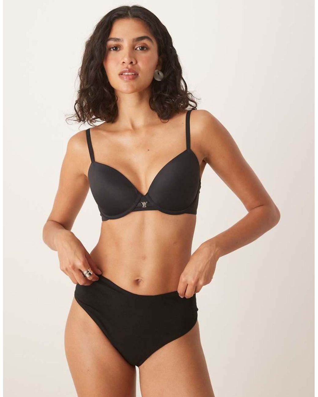 Boux Avenue Black Ultra Light Microfibre Plunge T-Shirt Bra