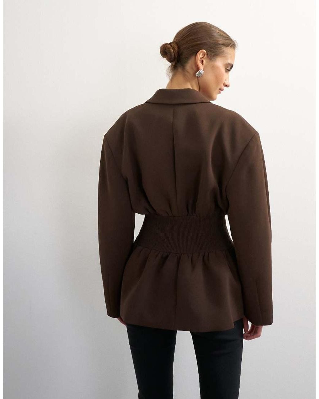 TOPSHOP Brown Cinch Waist Blazer