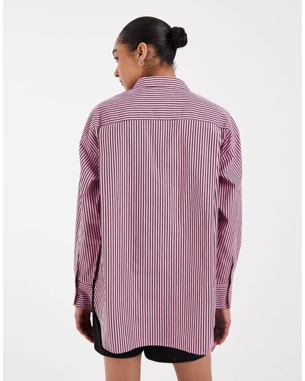 JJXX Purple Jamie Oversized Striped Poplin Shirt