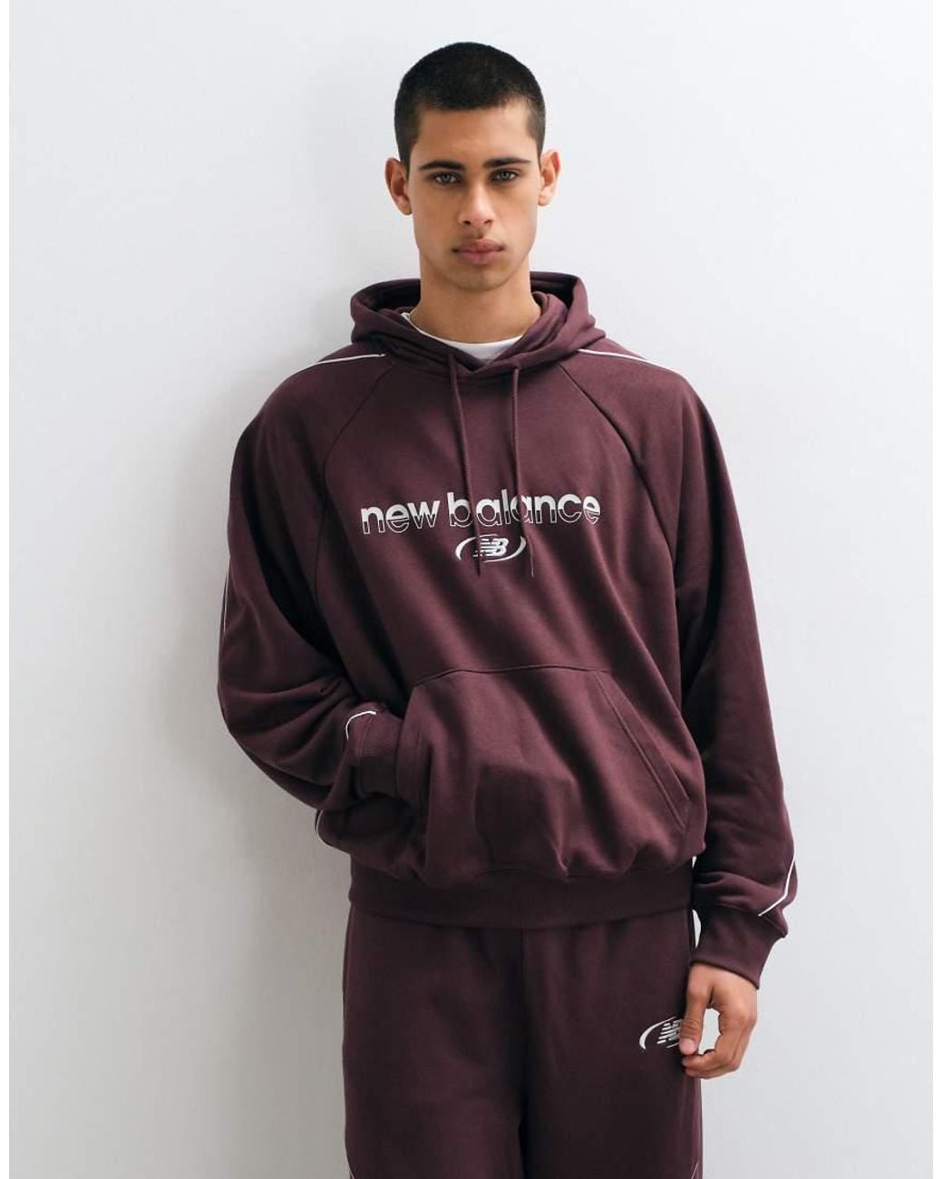 New Balance Red Trackside French Terry Hoodie for men