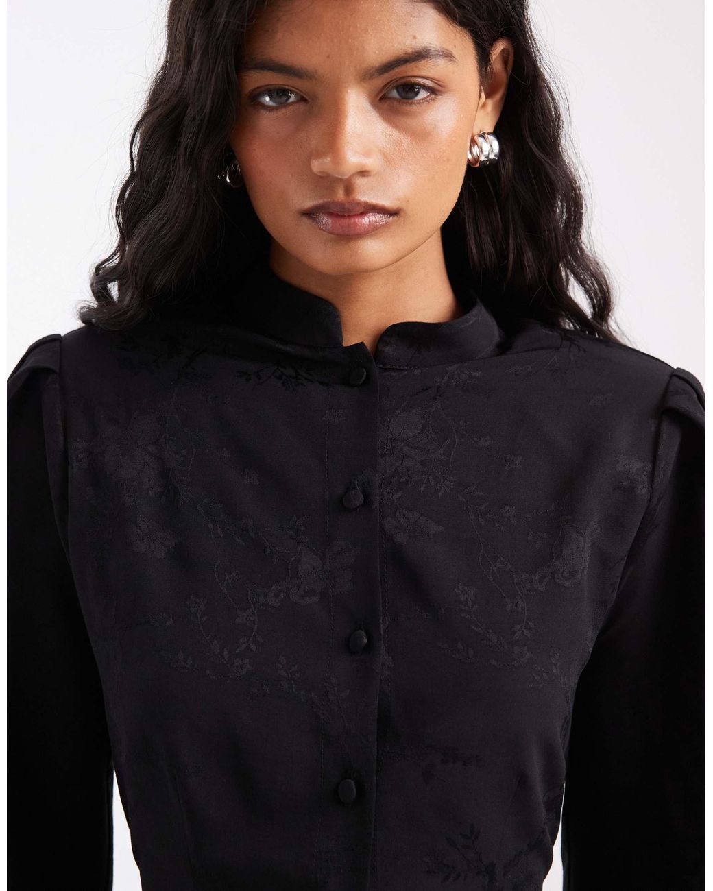 ASOS Black Mandarin Collar Cinched