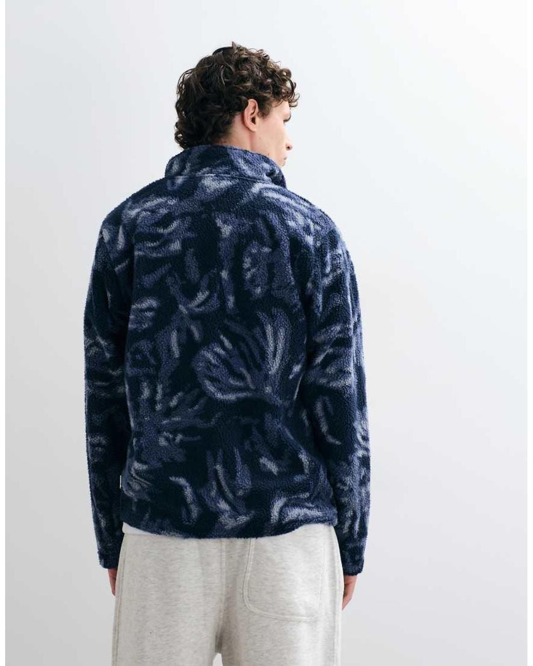 Jack & Jones Blue Teddy Half Zip Fleece for men