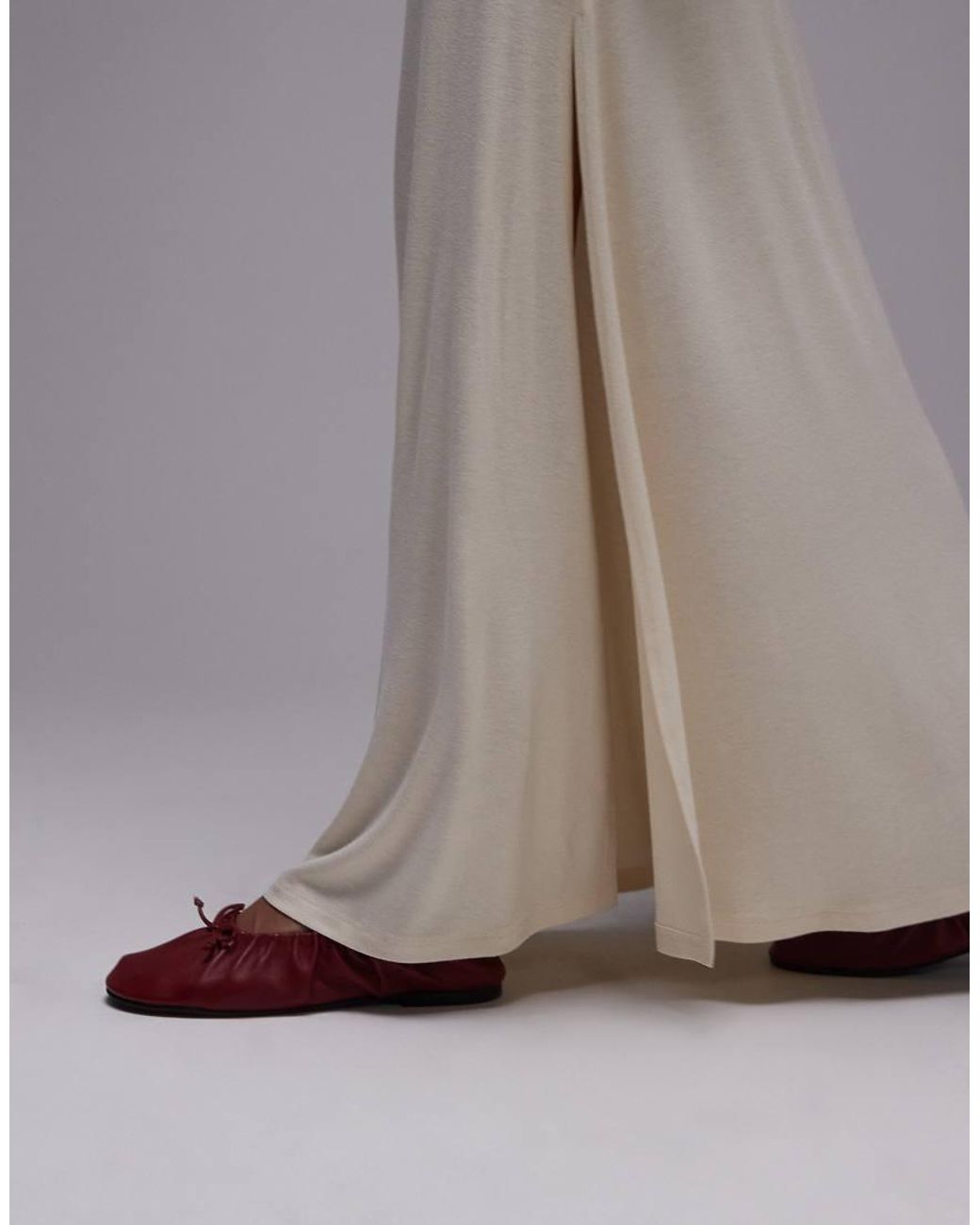 TOPSHOP Gray Ruched Waist Maxi Skirt
