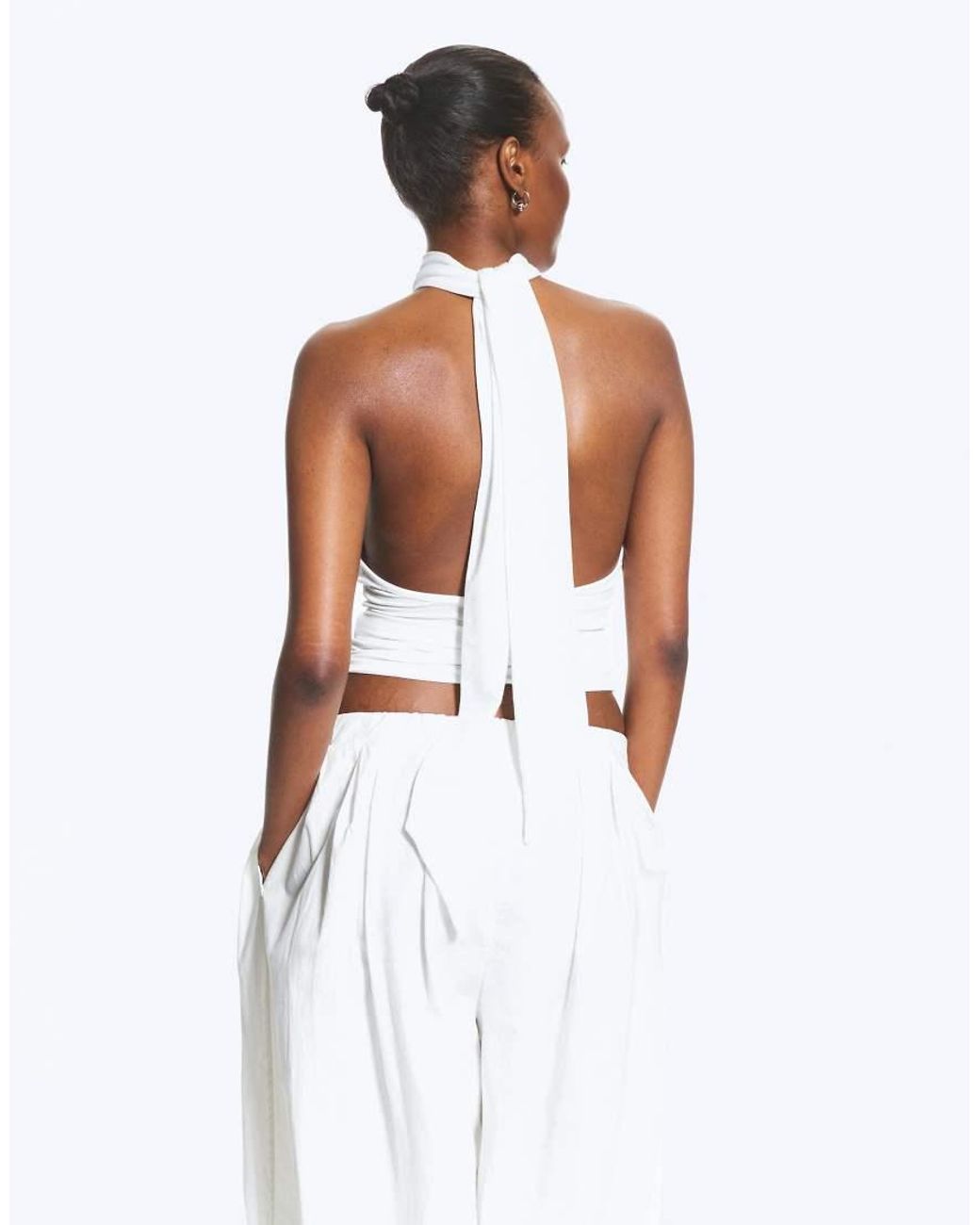 Weekday White Halterneck Top With Open Back