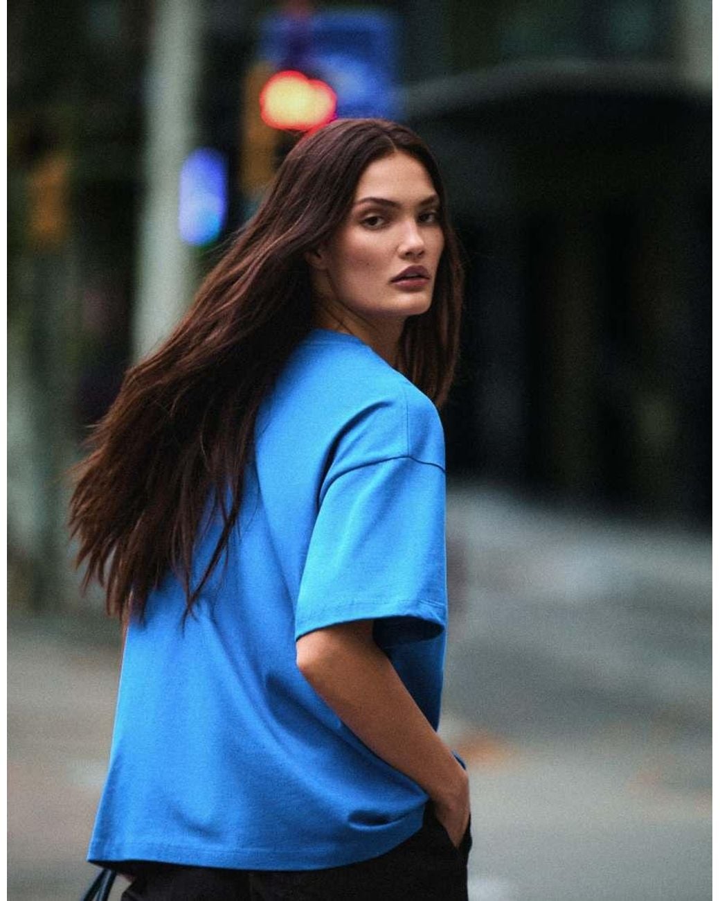 Bershka Blue Oversized Short Sleeve T-shirt With Rhinestones Text