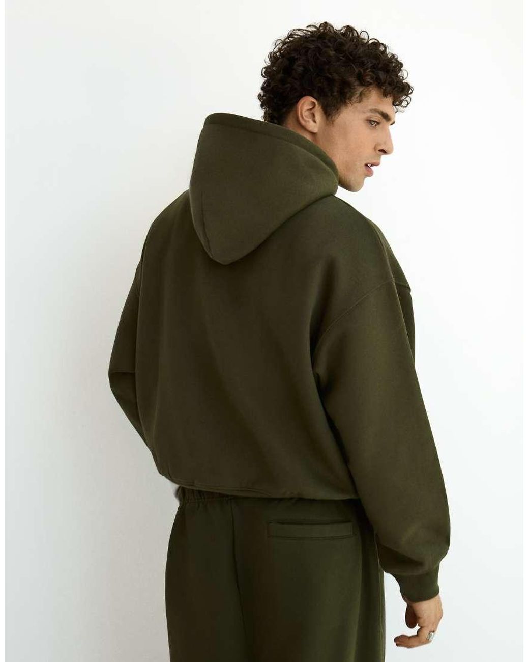 Bershka Green Boxyhoodie for men