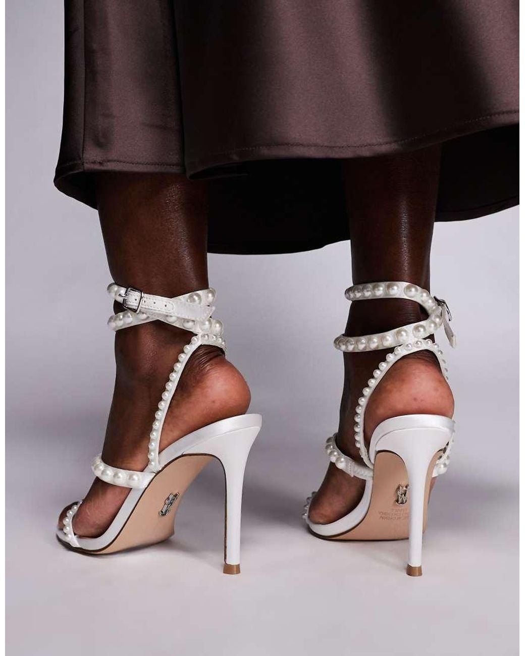 Steve Madden White Teena Strappy Pearl High Heels