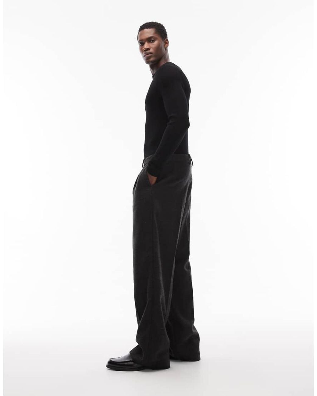 Weekday Black Uno Loose Fit Tailored Trousers for men
