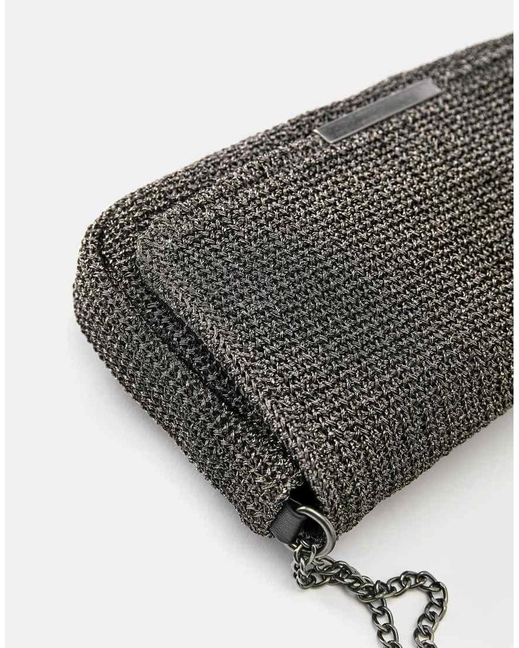 Pull&Bear Gray Textured Shoulder Bag