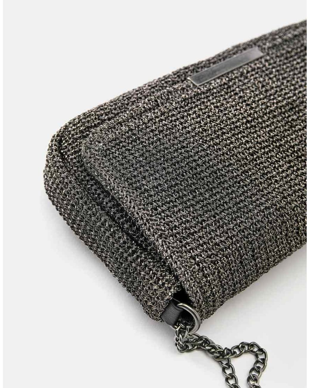 Borsa Da Spalla Testurizzata Argento di Pull&Bear in Gray