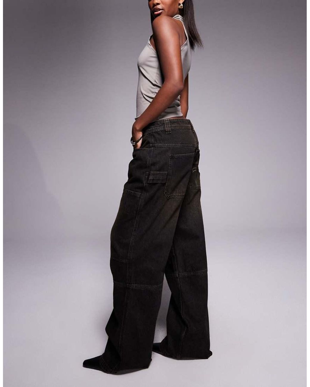 I.AM.GIA Black Misty Low Rise Sand Washed baggy Cargo Jeans