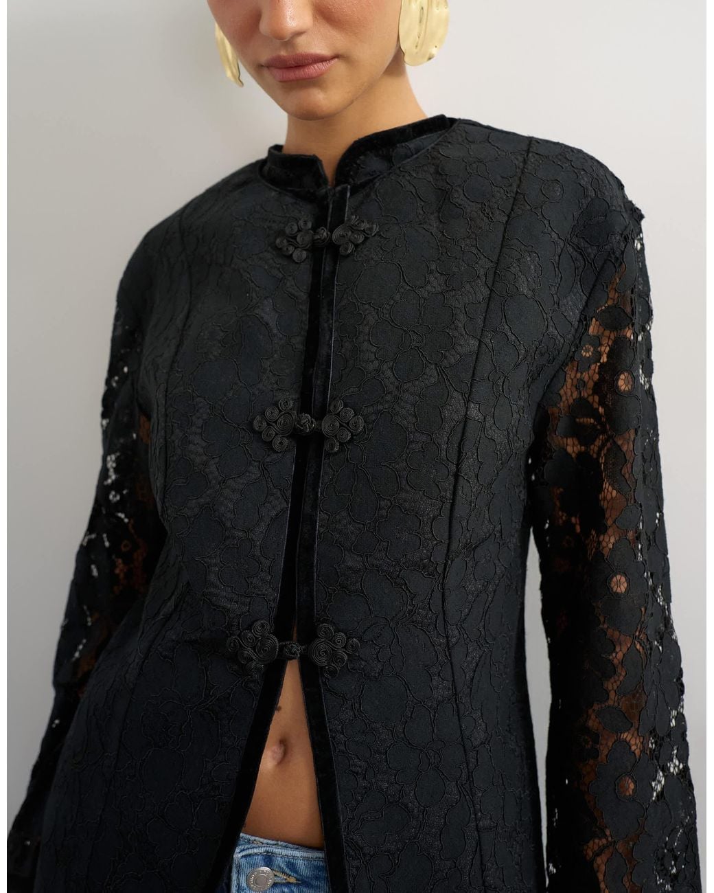 TOPSHOP Blue Soft Mandarin Lace Jacket