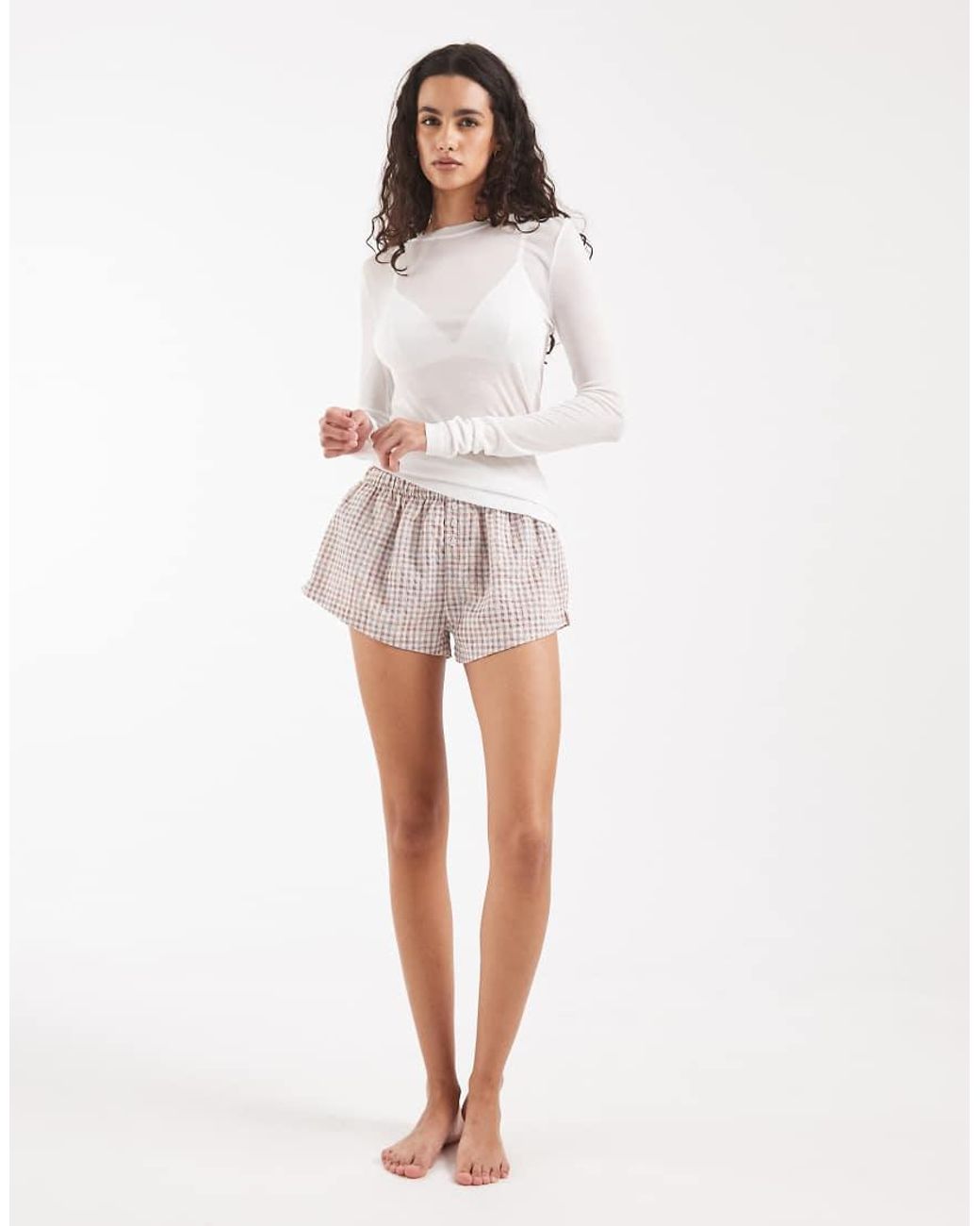 ASOS White Lounge Semi Sheer Long Sleeve Top