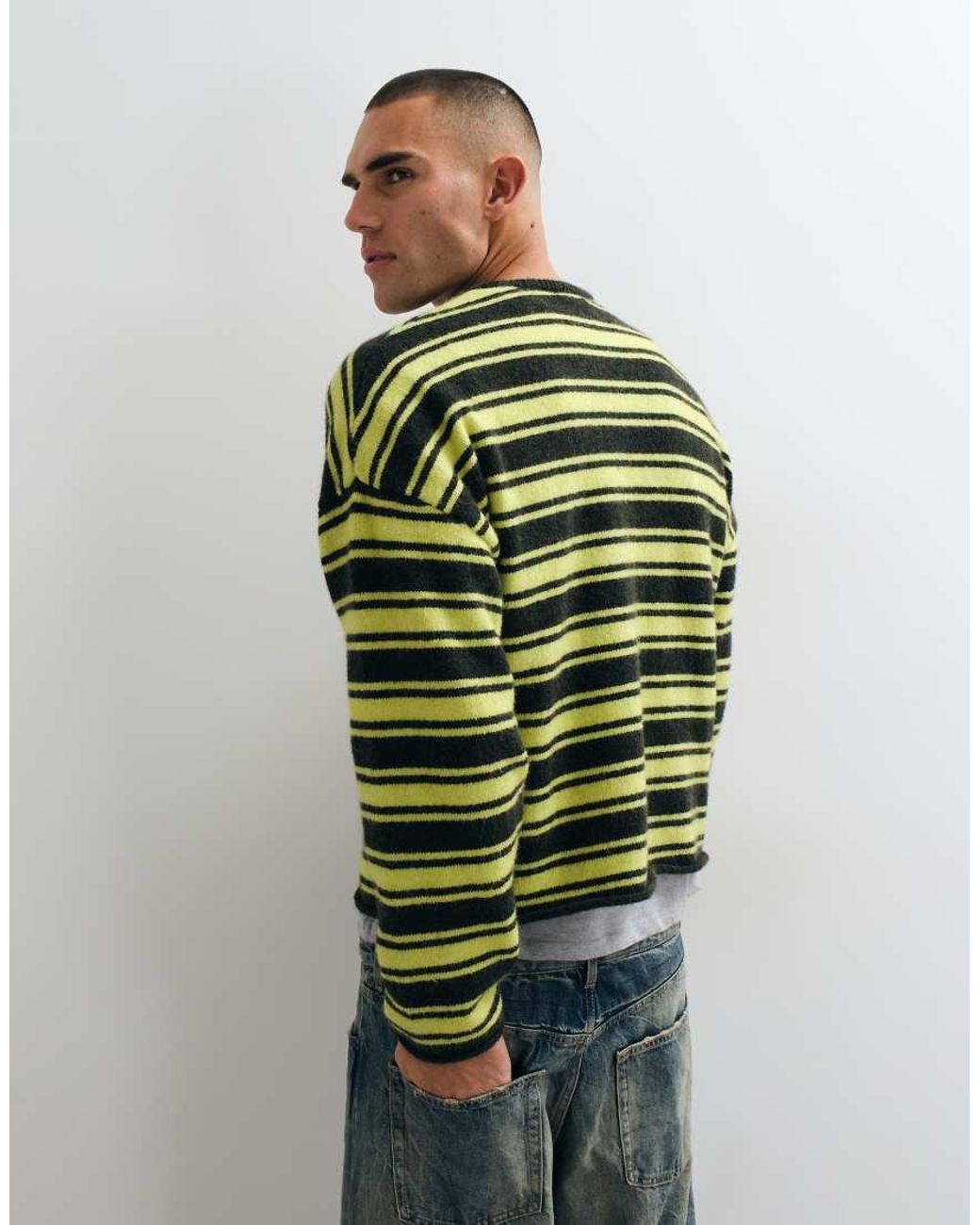 Weekday Green Boxy Oversized Fit Jumper for men