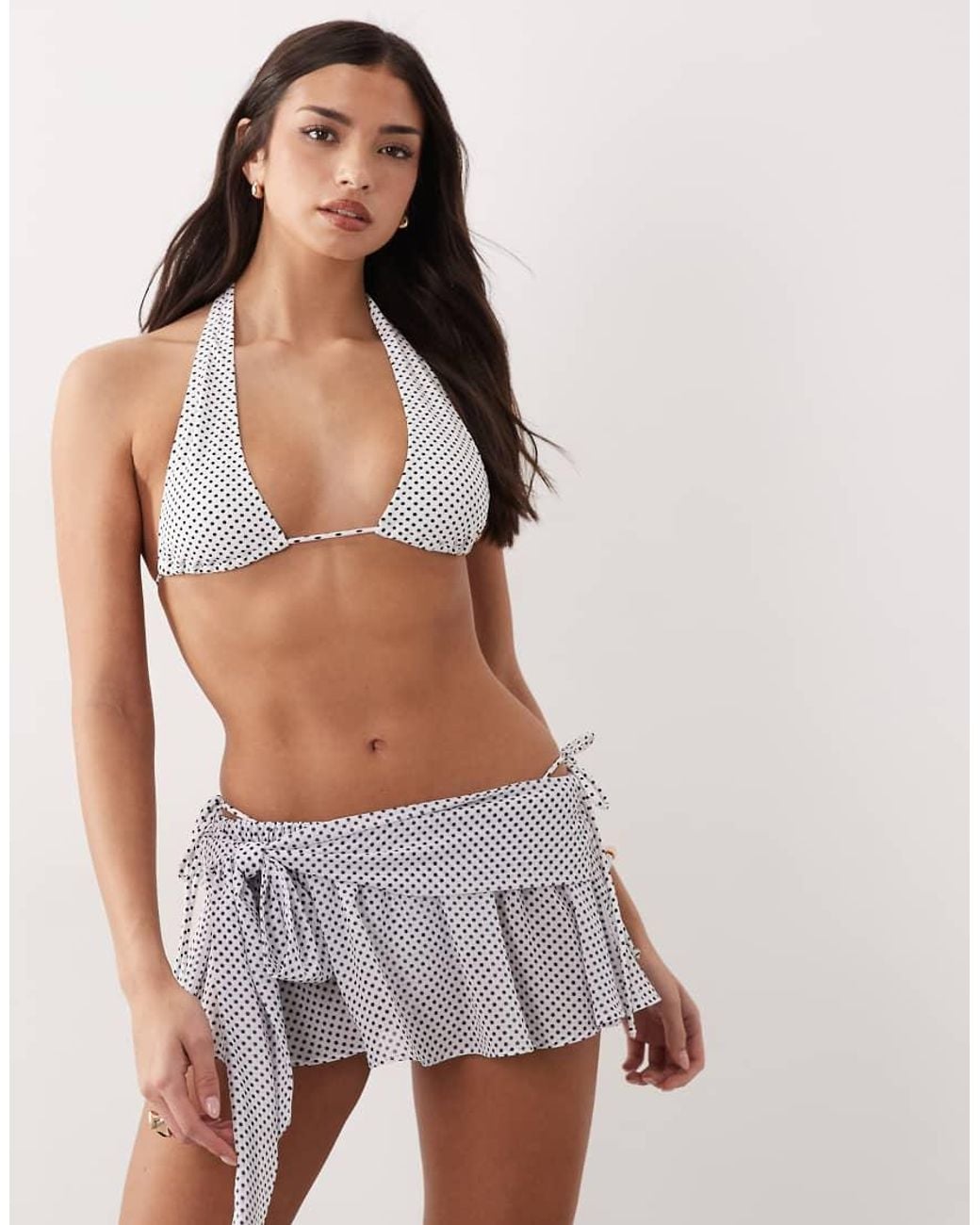 Candypants White Polka Dot Knot Mini Skirt