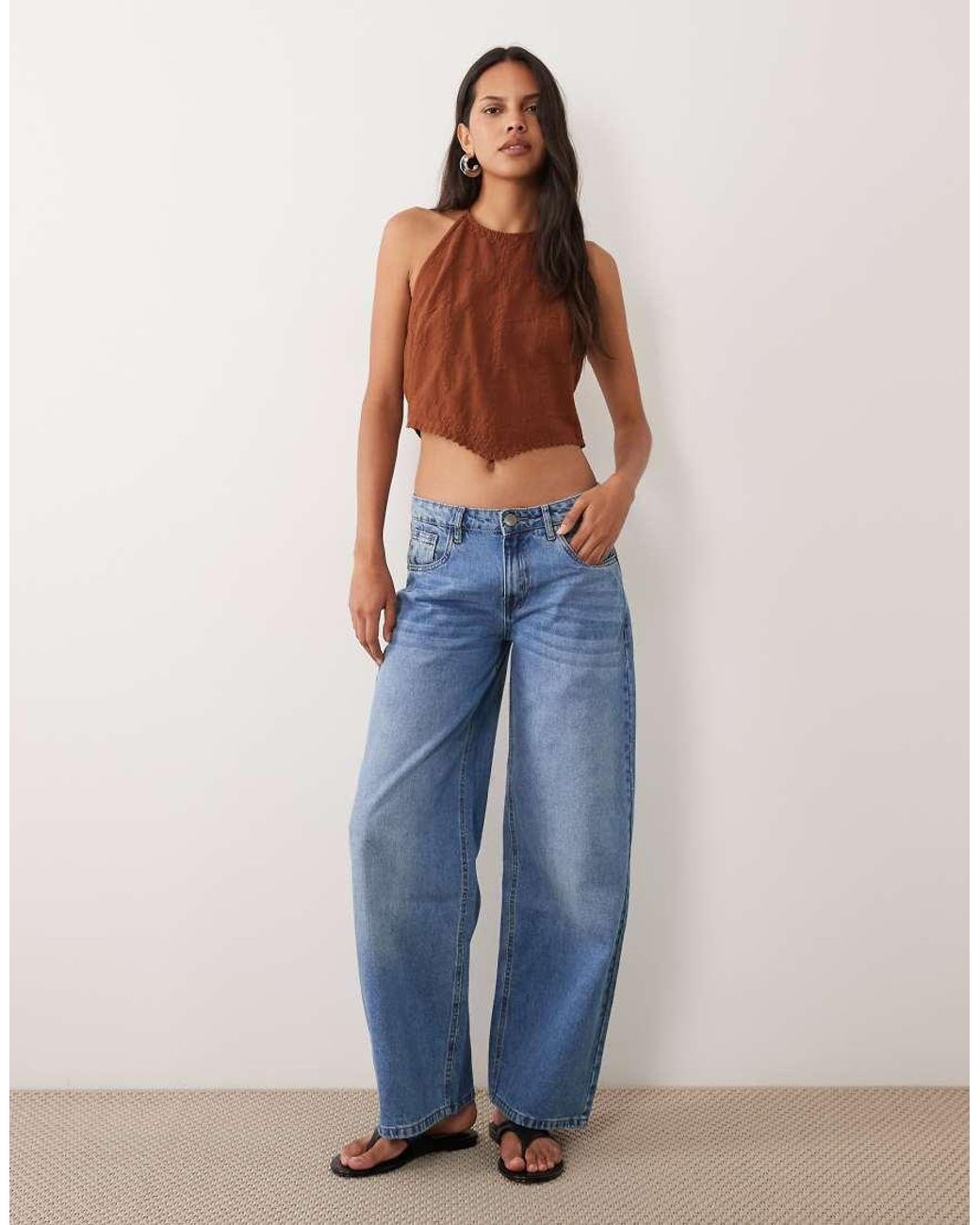 Mango Brown Teen Halterneck Embroidered Top With Tassle Detail