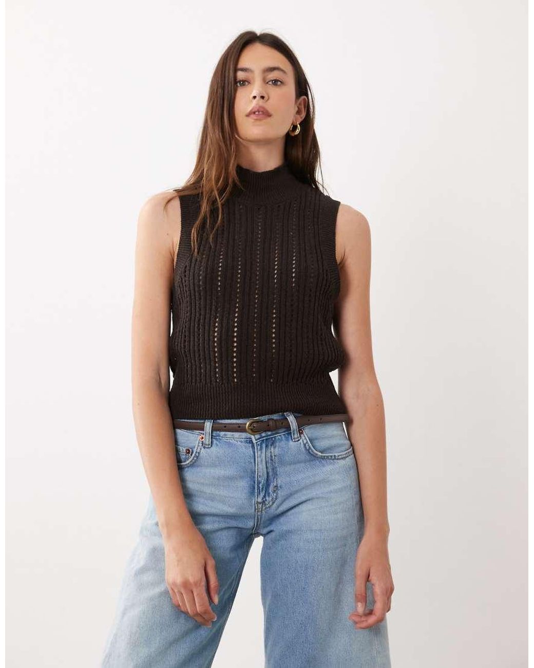 ASOS Black Knitted High Neck Tank