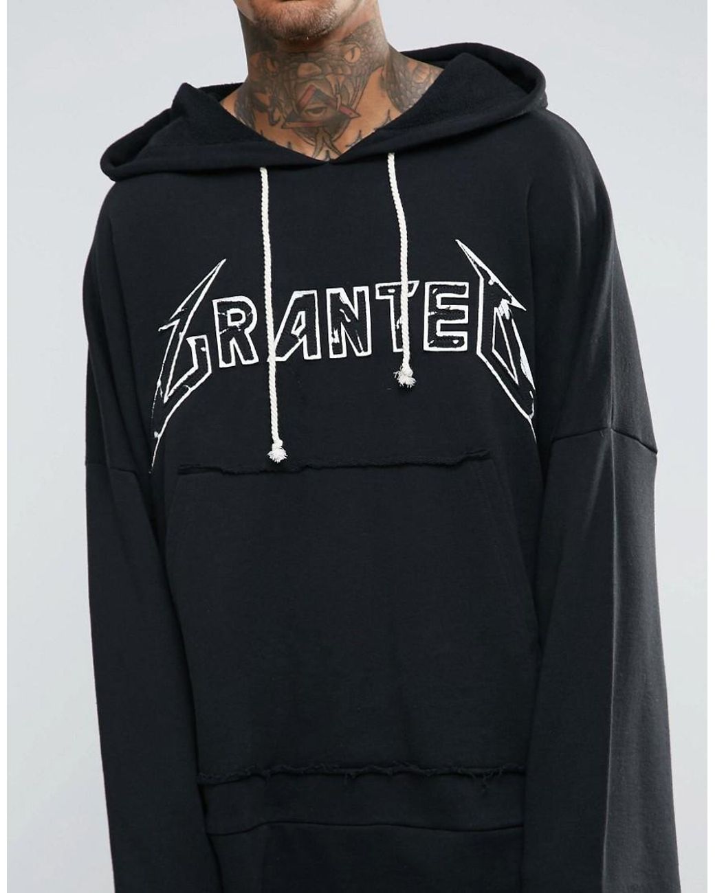 Granted Super Oversized Grunge Hoodie With Extra Long Sleeves in Black for  Men | Lyst
