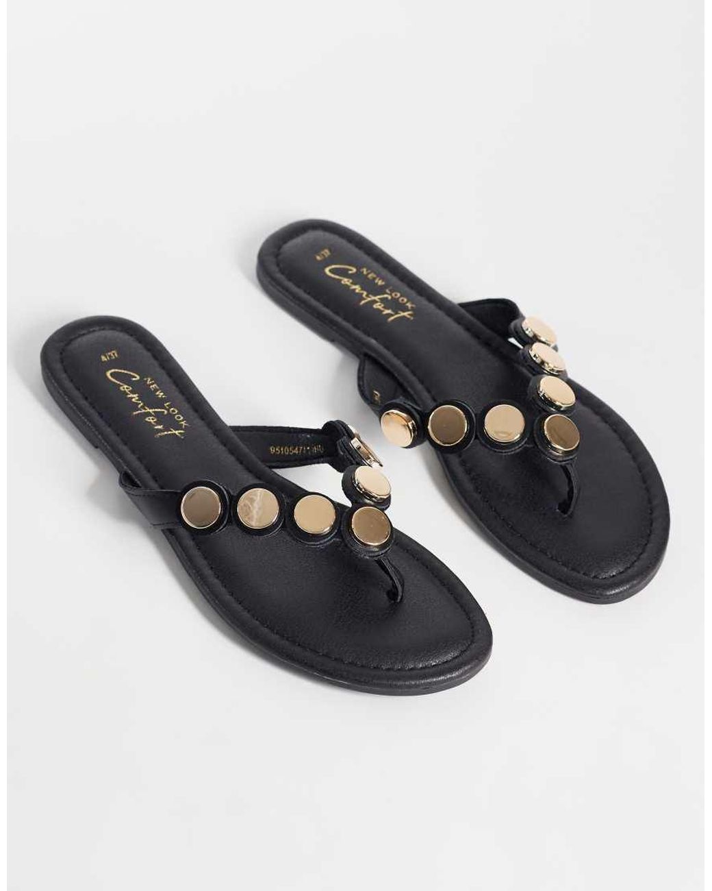 New Look Black Scallop Detail Toe Post Sandal
