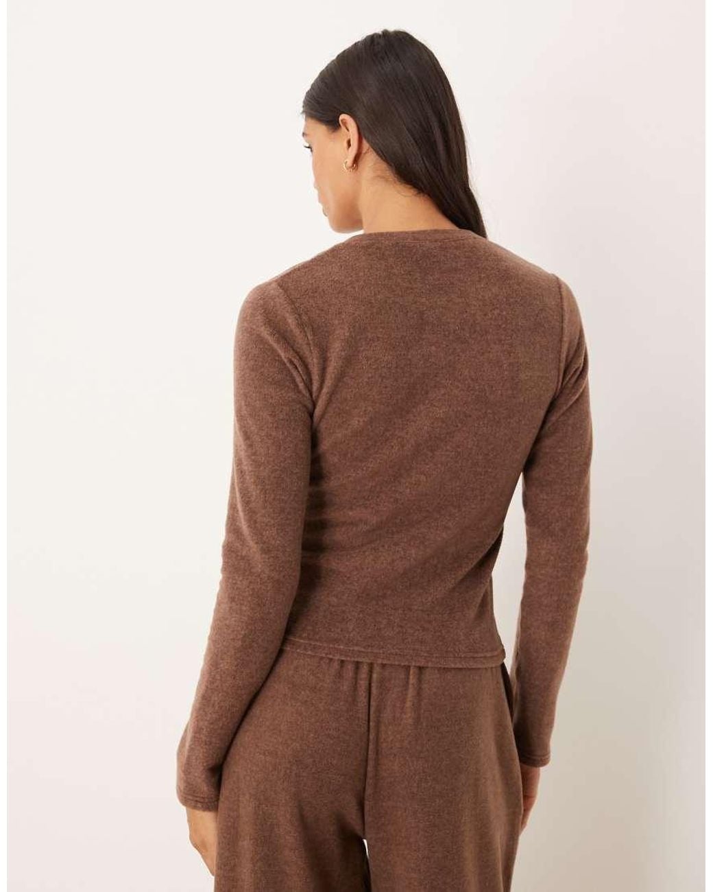 ASOS Brown Mix & Match Fleece Lightweight Fleece Cardigan