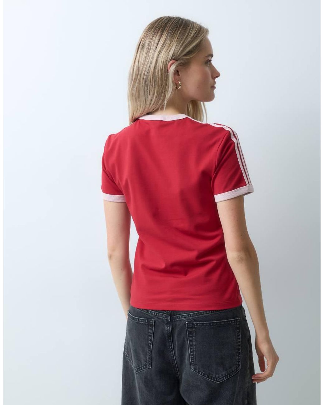 Adidas Originals Red Cali Three Stripe T-shirt