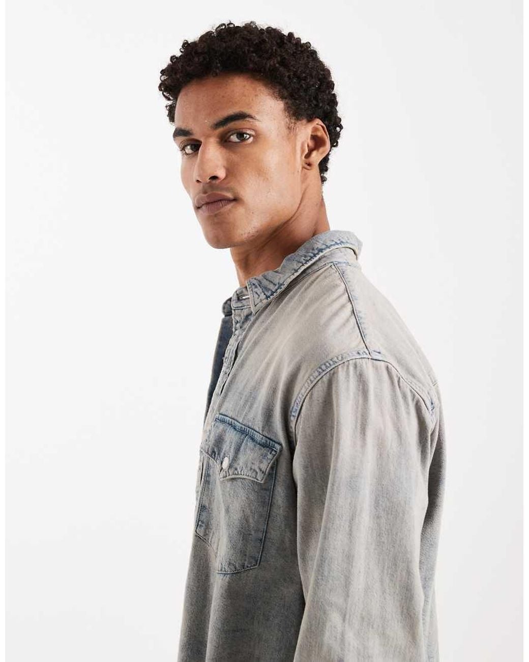 Levi's Gray Relaxed Denim Western Shirt for men