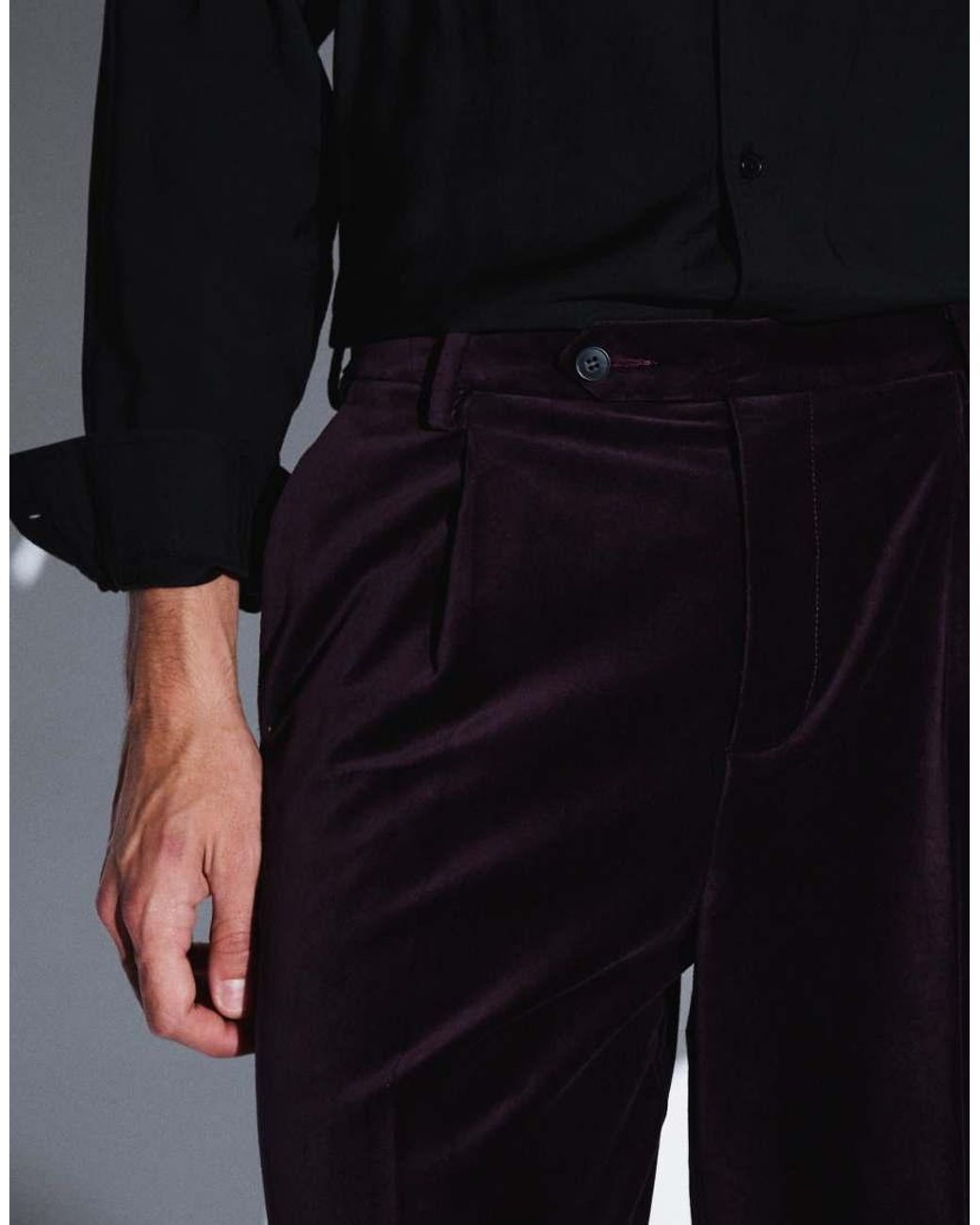 ASOS Blue Relaxed Tapered Pleat Front Suit Trousers for men