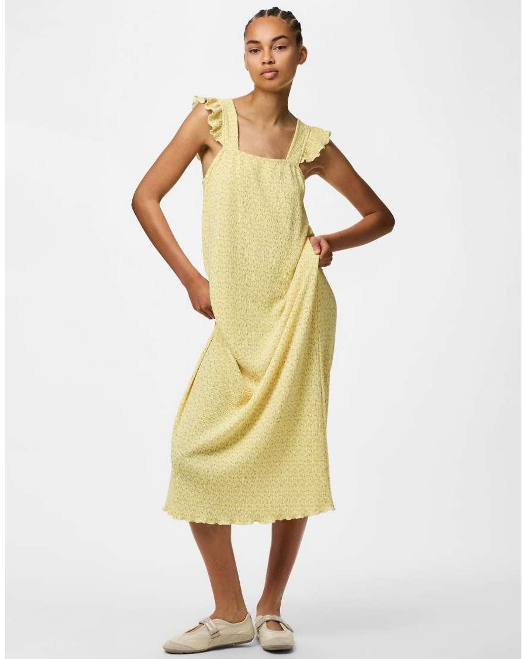 Pieces Yellow Midi Dress