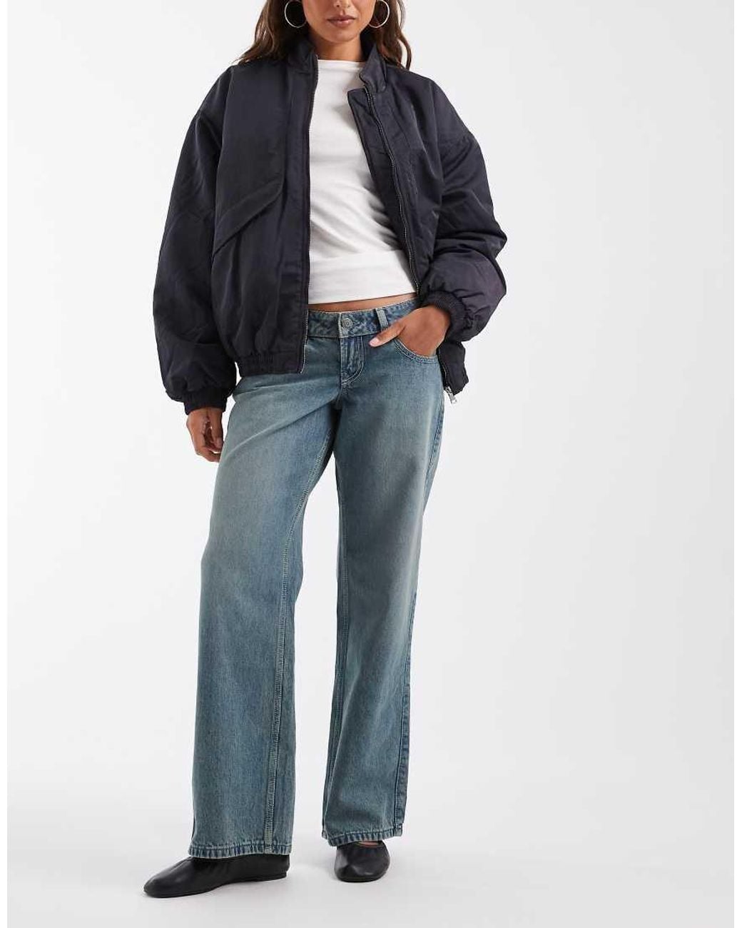 Hollister Blue Ultra Low Rise Baggy Fit Jeans